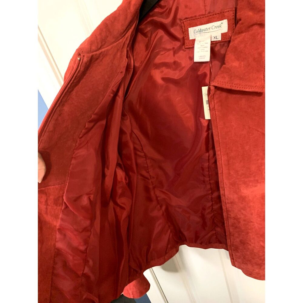 Coldwater Creek Red Suede Leather Front Zip Jacket XL (Misses 18) - NWT - Picture 5 of 5